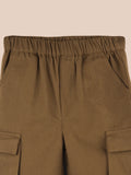 Unisex Cotton Kids Cargo Jogger Pants – Light Brown Comfortable Bottomwear