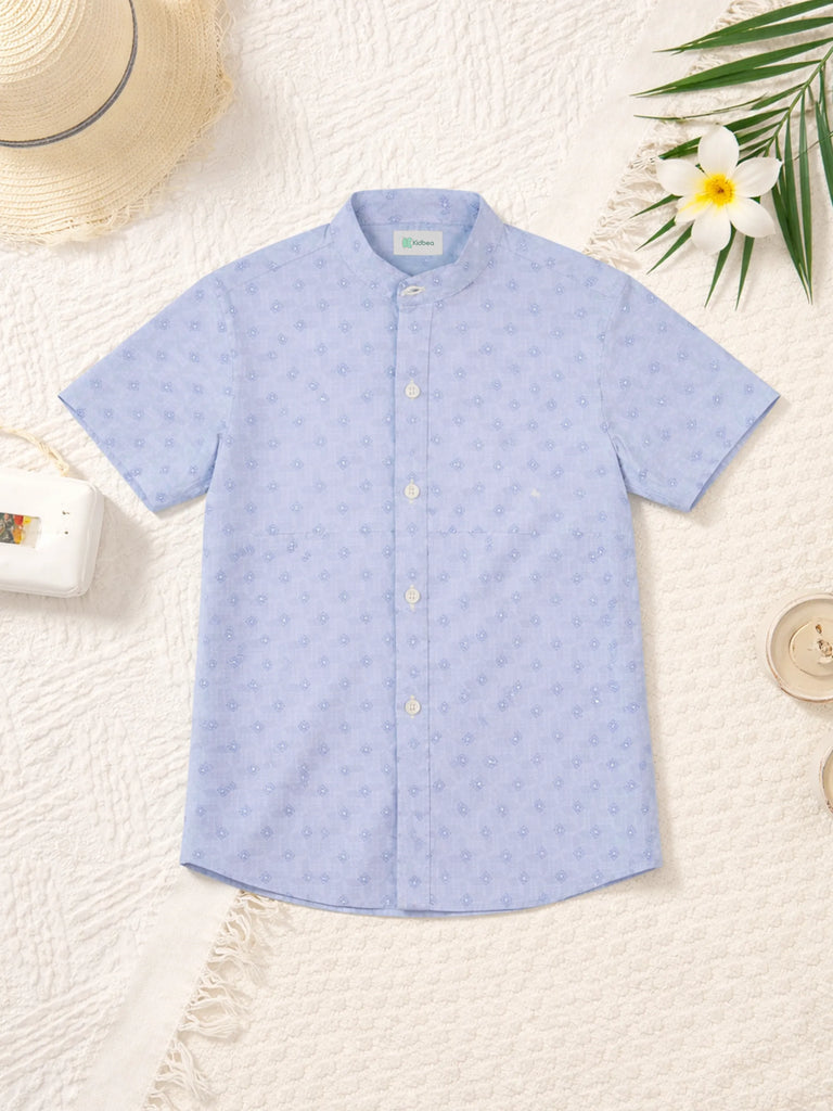 Boys Blue Printed Shirt | 100% Organic Cotton