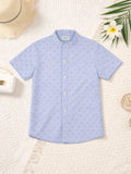 Boys Blue Printed Shirt | 100% Organic Cotton