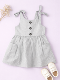 Baby Girl Grey Knot Strap Frock | 100% Organic Cotton
