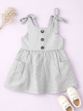 Baby Girl Grey Knot Strap Frock | 100% Organic Cotton