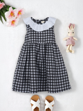 Girls Checked Frock with Collar Detail | 100% Organic cotton