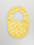 Organic Cotton Baby Bib – Soft Breathable Yellow Flower Print, Feeding & Drool Bib