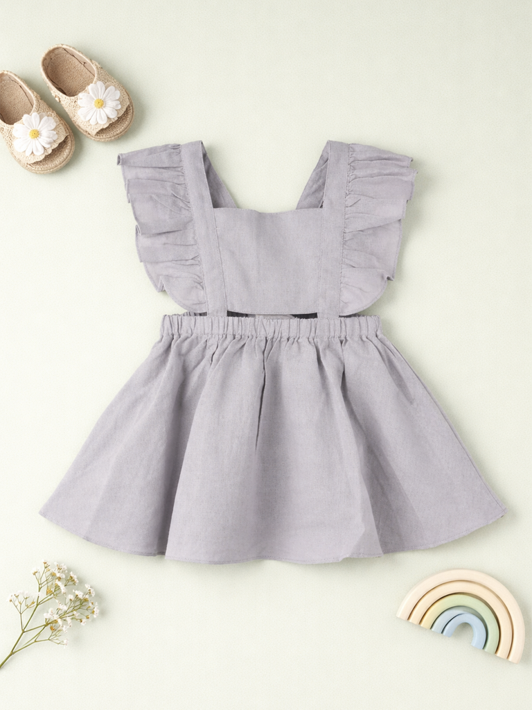 Baby Girl Ruffle Sleeve Detail Frock | 100% Organic Cotton