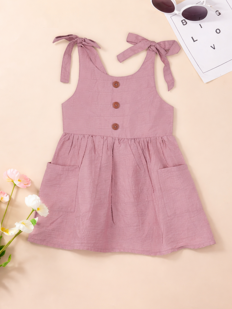 Baby Girl Pink Knot Strap Frock | 100% Organic Cotton