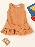 Baby Girl Sleeveless Frock with Bow Detail