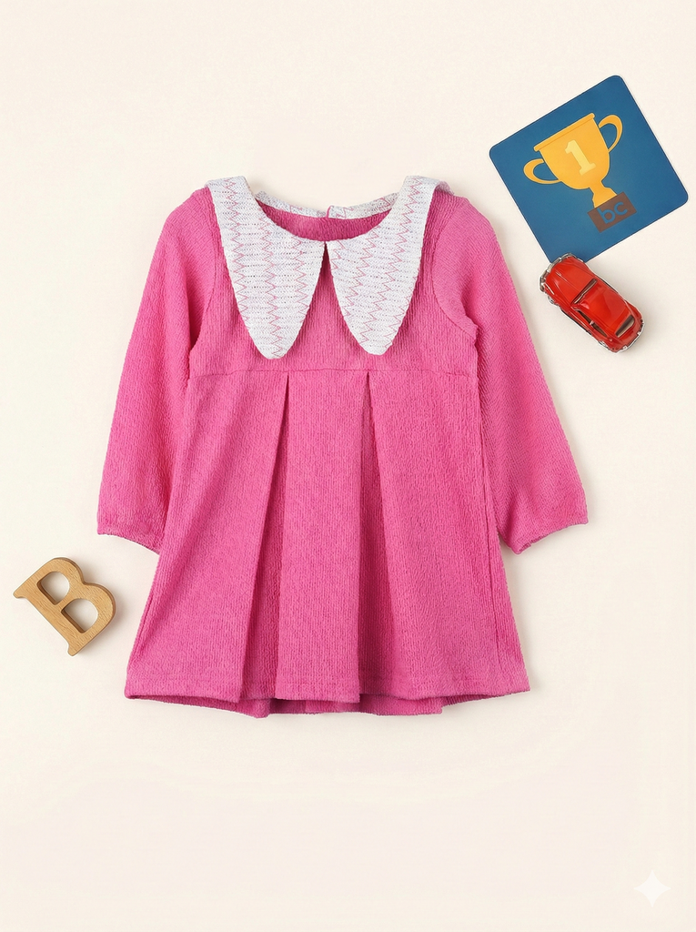 Baby Girl Pink Full Sleeve Cotton Frock