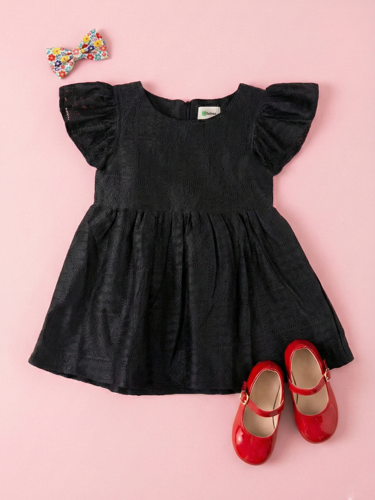 Baby Girl Black Ruffle Sleeve Frock