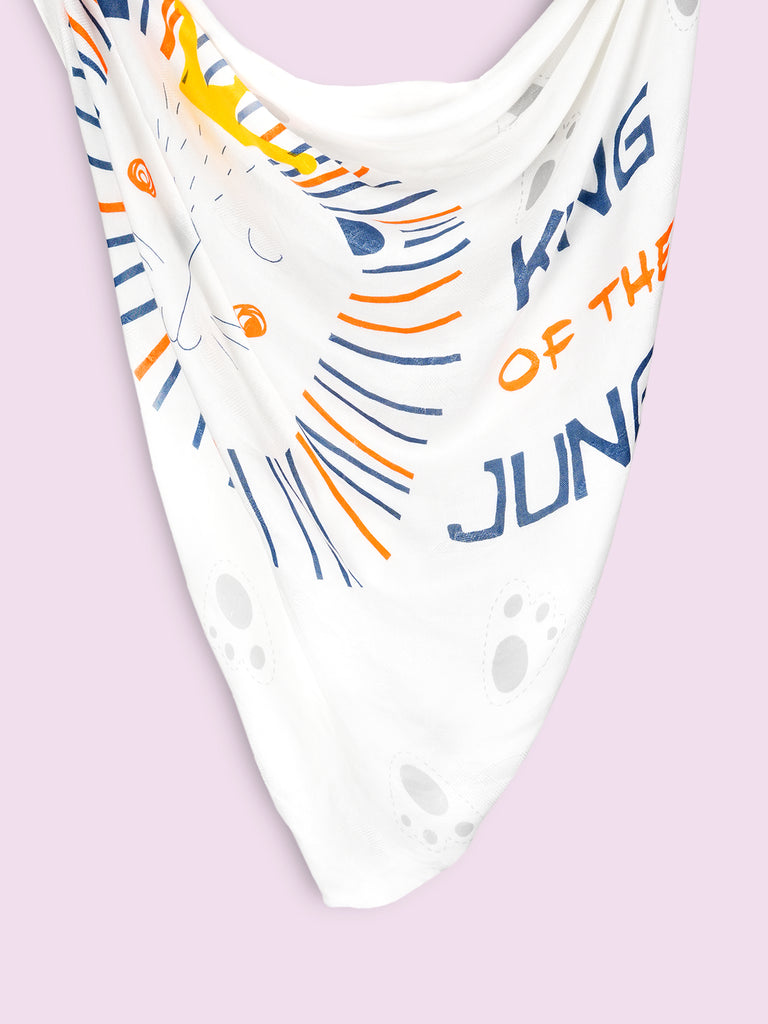 Bamboo Fabric King of the Jungle Print Baby Blanket | Ultra Soft Swaddle Blanket | 110 × 110 cm