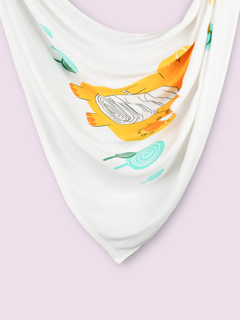 Bamboo Fabric Dino Print Baby Blanket | Ultra Soft Swaddle Blanket | 110 × 110 cm