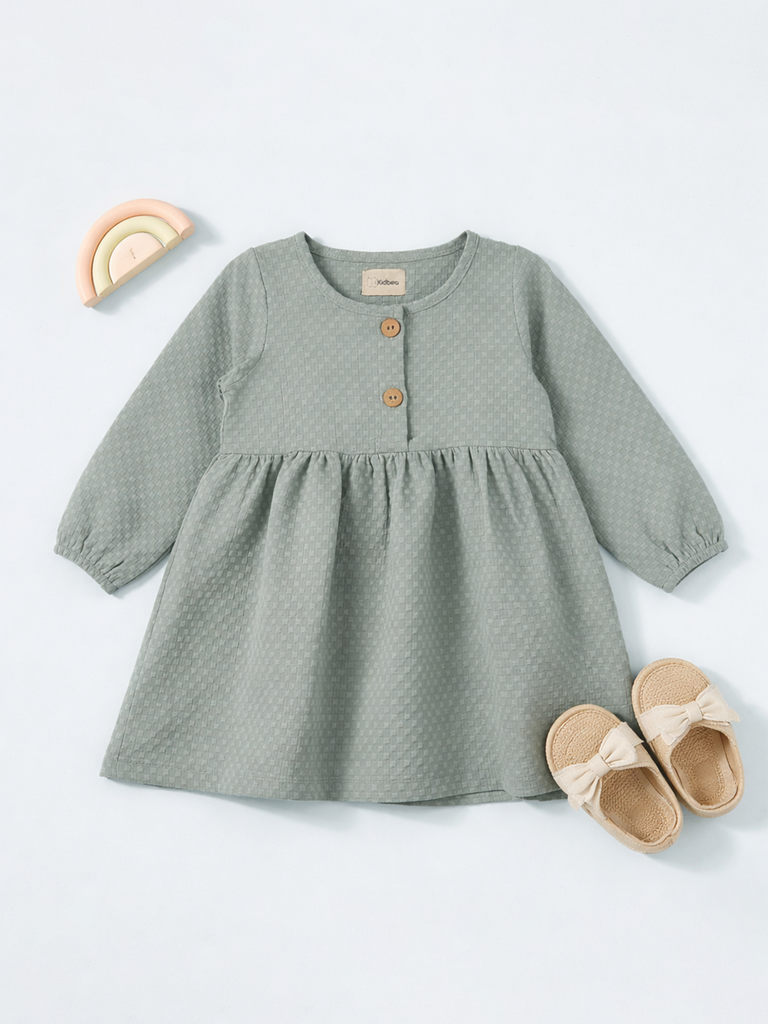 Baby Girl Full Sleeves Puff Sleeve Frock | 100% Organic Cotton