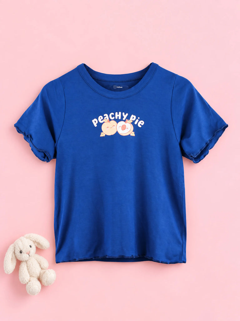 BambooTEC™ Bamboo Girls Blue Top – Peachy Pie Print