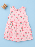 BambooTEC™ Bamboo Muslin Baby Frock – Pink Flower Print, Soft & Breathable Dress