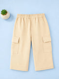 Unisex Light Beige Cotton Kids Cargo Pants – Comfortable Everyday Bottomwear