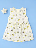 BambooTEC™ Bamboo Muslin Baby Frock – Bee & Daisy Print, Soft & Breathable Dress