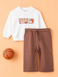 BambooTEC™ Unisex Kids Sweatshirt – White Sports Graphic Full-Sleeve Crewneck