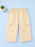 Unisex Light Beige Cotton Kids Cargo Pants – Comfortable Everyday Bottomwear