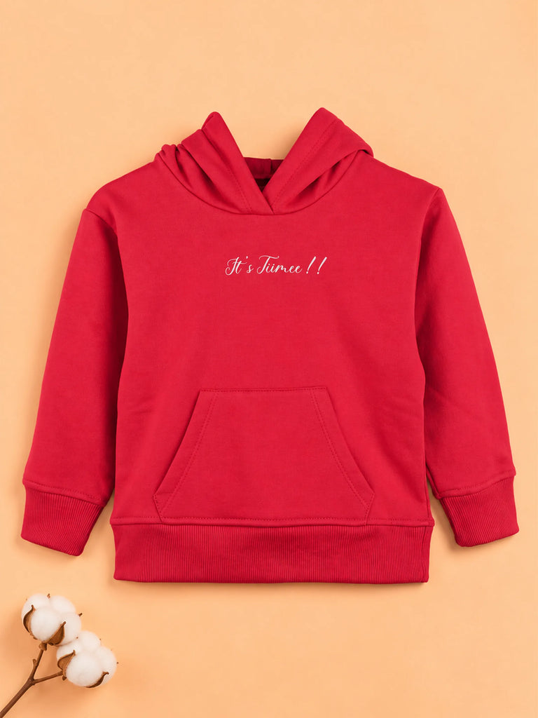 Unisex Cotton Hoodie – Red Full-Sleeve Christmas Printed Pullover Sweatshirt