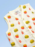 BambooTEC™ Bamboo Muslin Baby Jhabla – Burger & Fries Print