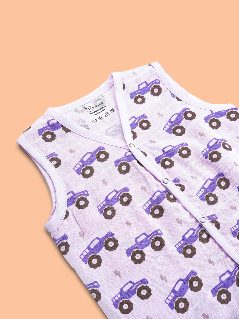 BambooTEC™ Bamboo Muslin Baby Jhabla – Monster Truck Print