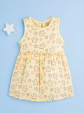 BambooTEC™ Bamboo Muslin Baby Frock – Star & Flower Print, Soft & Breathable Dress