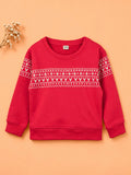 Unisex Cotton Sweatshirt – Red Full-Sleeve Christmas Fair Isle Printed Pullover