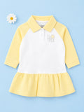 BambooTEC™ Bamboo Girls Frock – Yellow & White Love Graphic Full-Sleeve Dress