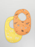 Organic Cotton Baby Bib Pack of 2 – Soft Breathable Football & Bow Print, Feeding & Drool Bibs