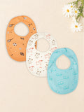 Organic Cotton Baby Bib Pack of 3 – Soft Breathable Football, Blue Dog & Turtle Print, Feeding & Drool Bibs