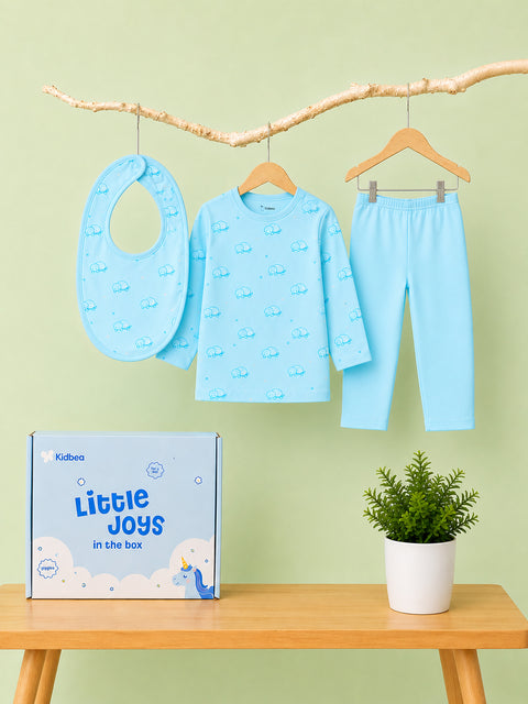Organic Cotton Baby Clothing Set – Soft Breathable Turtle Print T-Shirt, Pyjama & Bib Set