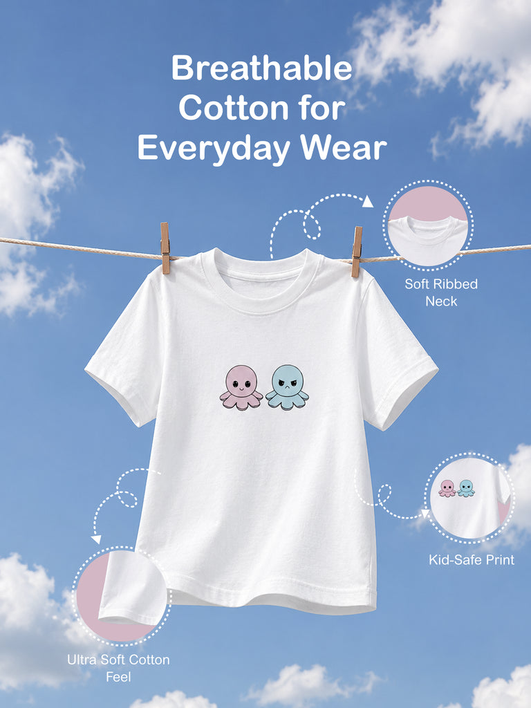 Unisex Oversized Crocodile & Octopus Organic Cotton T-Shirt Combo (Pack of 2)