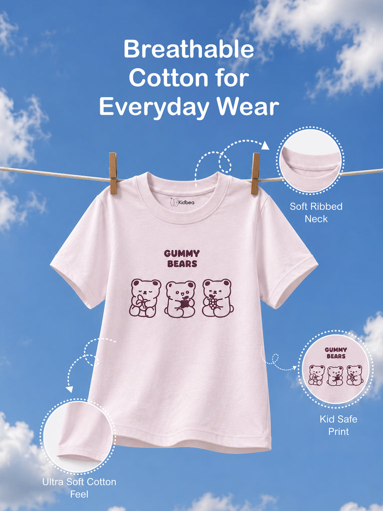 Organic Cotton Girls Graphic Print Half Sleeve T-Shirt Combo Pack (Pack of 3)