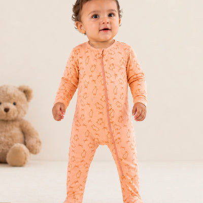 Organic Cotton Baby Romper – Soft Breathable Bunny Print Full Sleeve Zip Sleepsuit