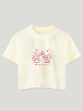 Unisex Bamboo Fabric Cream Shine Like Star Print Oversized T-Shirt