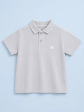 Boys Bamboo Fabric Grey Polo T-Shirt