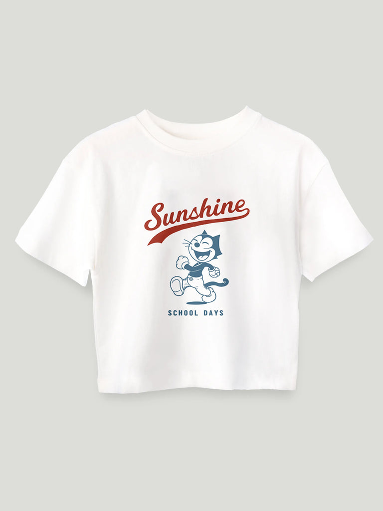 Unisex Bamboo Fabric White Sunshine Print Oversized T-Shirt