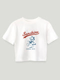 Unisex Bamboo Fabric White Sunshine Print Oversized T-Shirt