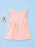 Organic Cotton Girls Flutter Sleeve A-Line Dress - Blush Pink