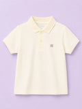 Boys Bamboo Fabric Cream Polo T-Shirt