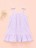 Organic Cotton Girls Sleeveless Summer Dress with Ruffle Hem - Lavender