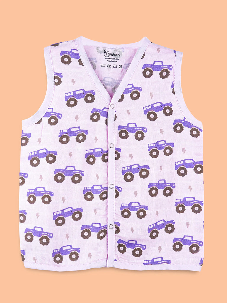 BambooTEC™ Bamboo Muslin Baby Jhabla – Monster Truck Print