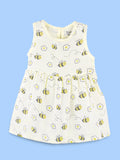 BambooTEC™ Bamboo Muslin Baby Frock – Bee & Daisy Print, Soft & Breathable Dress