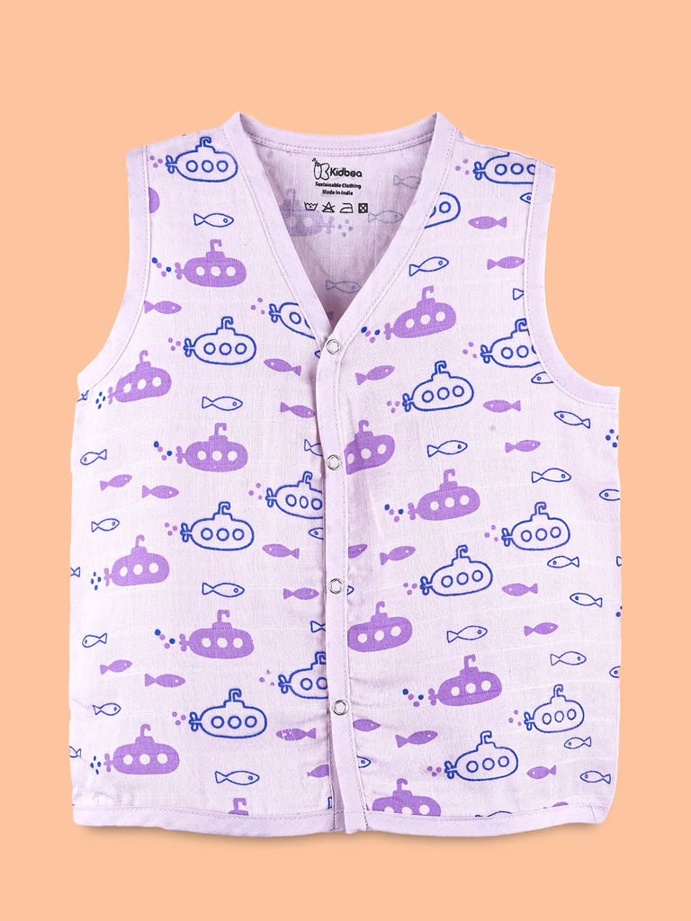 BambooTEC™ Bamboo Muslin Baby Jhabla – Submarine & Fish Print