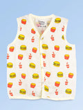 BambooTEC™ Bamboo Muslin Baby Jhabla – Burger & Fries Print