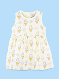 BambooTEC™ Bamboo Muslin Baby Frock – Ice Cream & Star Print, Soft & Breathable Dress