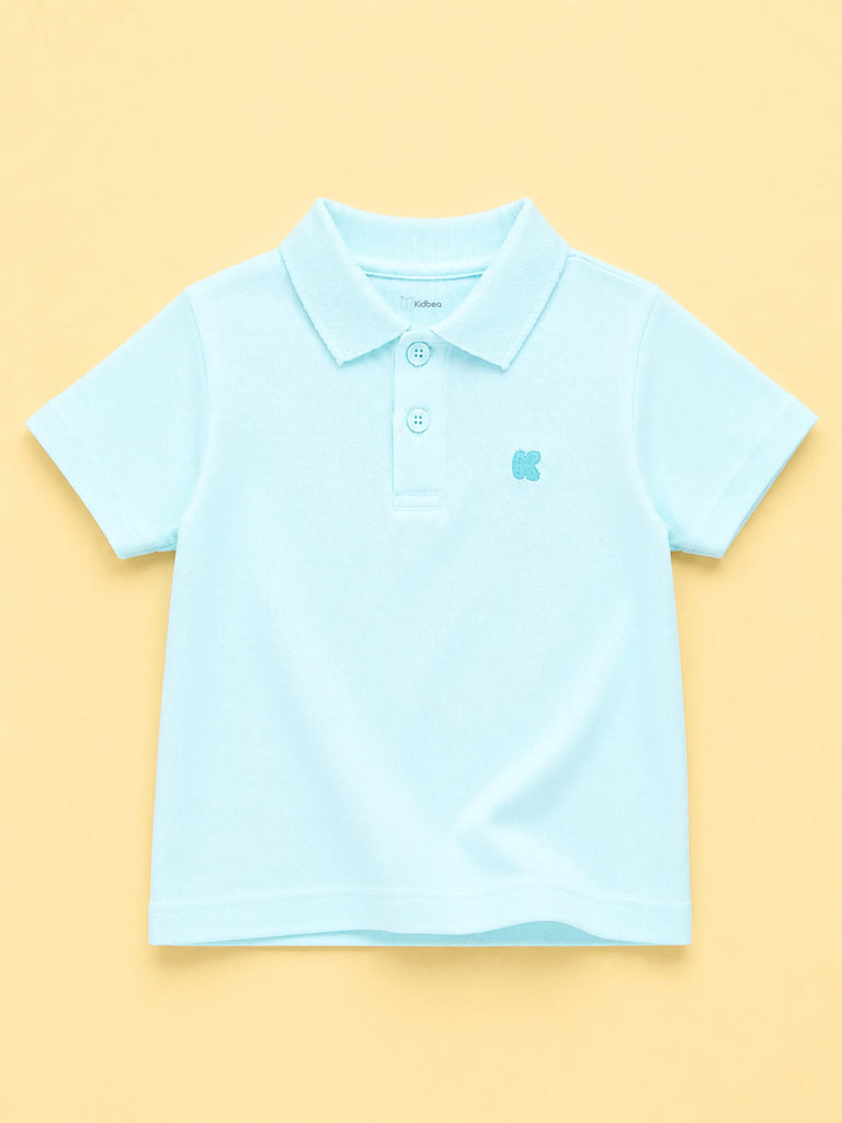 Boys Bamboo Fabric Sky Blue Polo T-Shirt