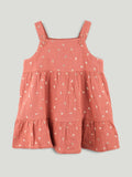 Girls Organic Cotton Coral Floral Print Dress & Bloomers Set with Headband