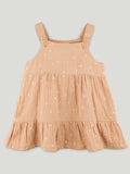 Girls Organic Cotton Beige Dress with Matching Headband