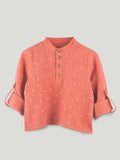 Organic Cotton Boys Mandarin Collar Full Sleeve Shirt - Rust Orange