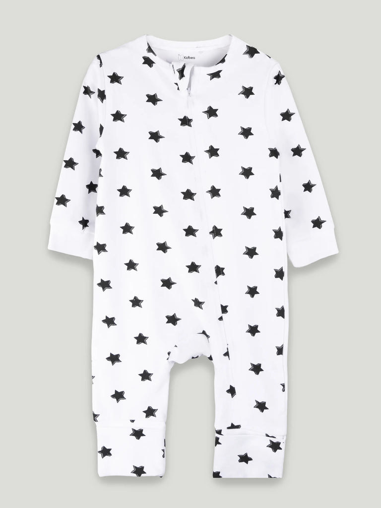 Organic cotton Star Print Romper/Bodysuit - Black